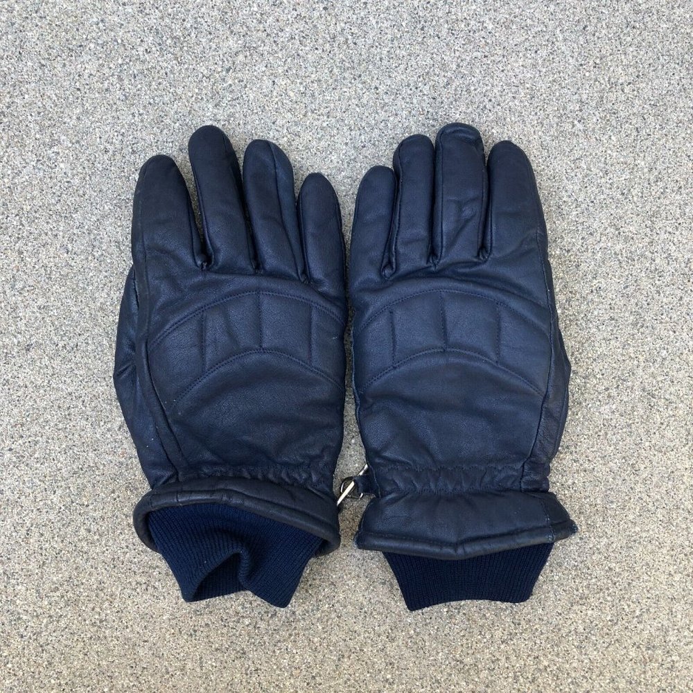 Vintage SKITIQUE Leather Ski Gloves Women's MEDIUM Blue Retro Snow Waterproof‌‌